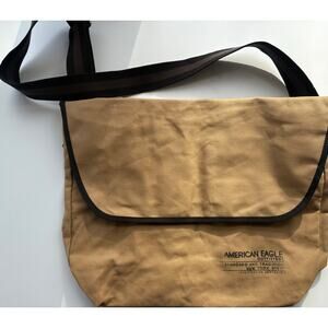 Vintage American Eagle Messenger Bag Canvas Tote Tan School Books Backpack